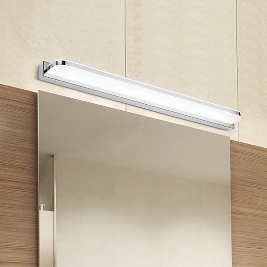 Sleek Stainless Steel Chrome Led Sconce - Rectangular Wall Vanity Light Fixture (16.5/20.5/24.5)