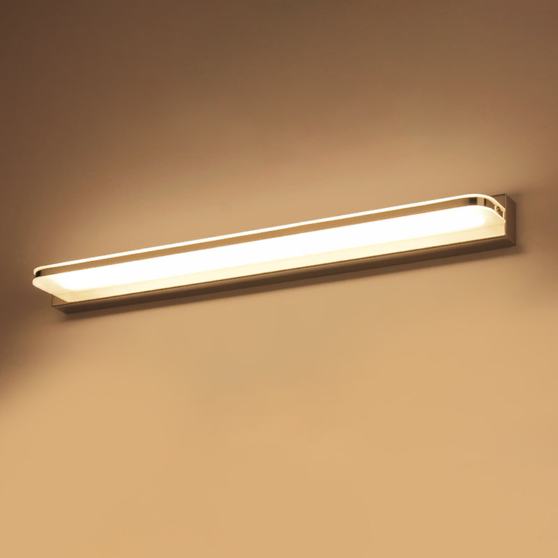 Sleek Stainless Steel Chrome Led Sconce - Rectangular Wall Vanity Light Fixture (16.5/20.5/24.5)