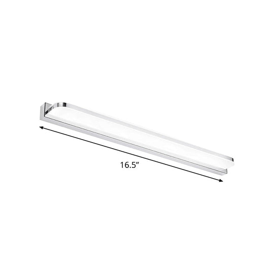Sleek Stainless Steel Chrome Led Sconce - Rectangular Wall Vanity Light Fixture (16.5/20.5/24.5)