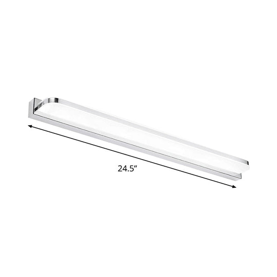 Sleek Stainless Steel Chrome Led Sconce - Rectangular Wall Vanity Light Fixture (16.5/20.5/24.5)