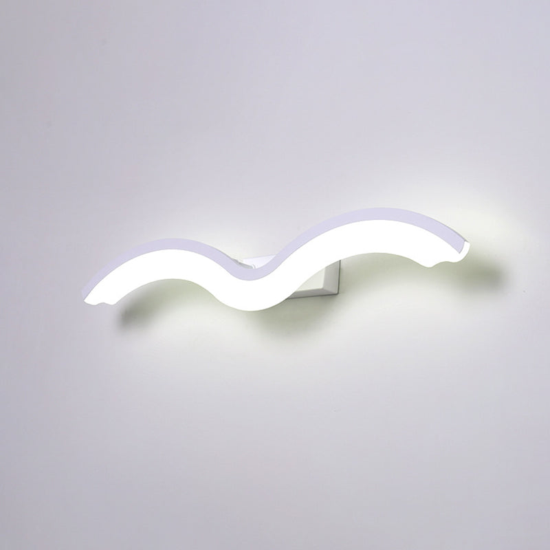 Minimalist Black/White Wavelet Led Wall Sconce With Frosted Diffuser Available In 16 23.5 Or 31.5