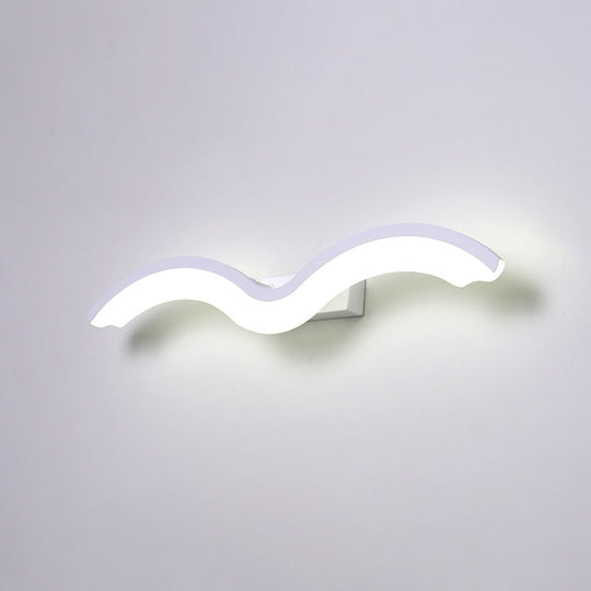 Minimalist Black/White Wavelet Led Wall Sconce With Frosted Diffuser Available In 16 23.5 Or 31.5