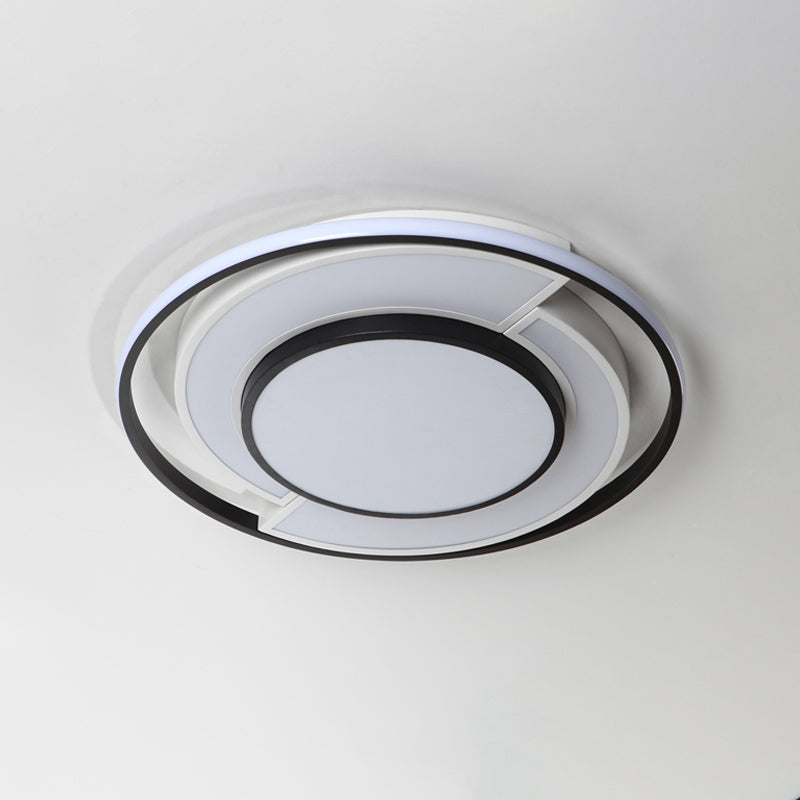 Sleek Spliced Round Thin Ceiling Lamp: Acrylic 16.5/20.5 Inches Wide Led Flush Mount Light In Black