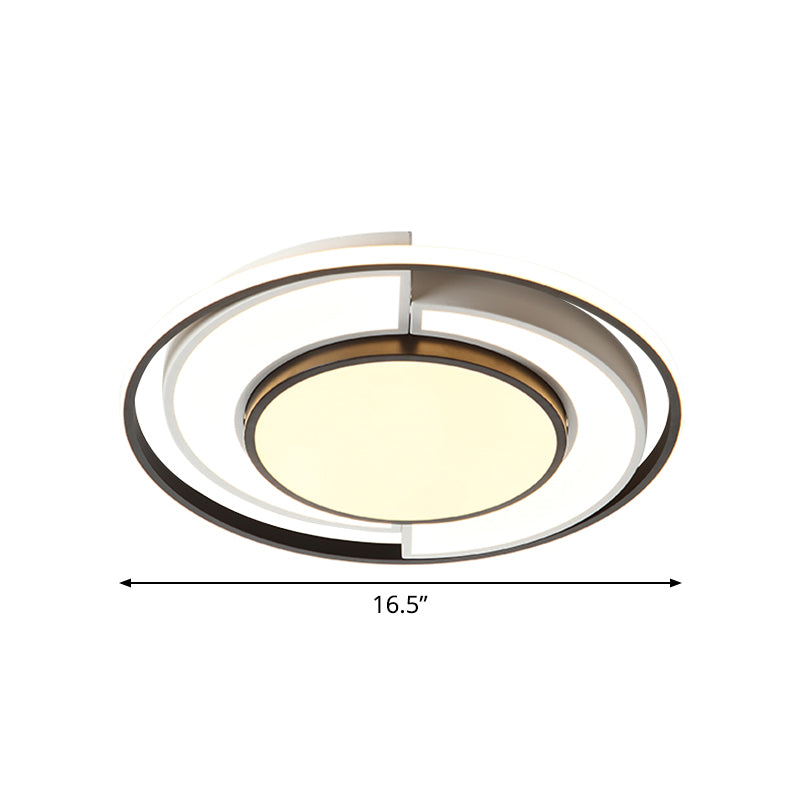 Sleek Spliced Round Thin Ceiling Lamp: Acrylic 16.5/20.5 Inches Wide Led Flush Mount Light In Black