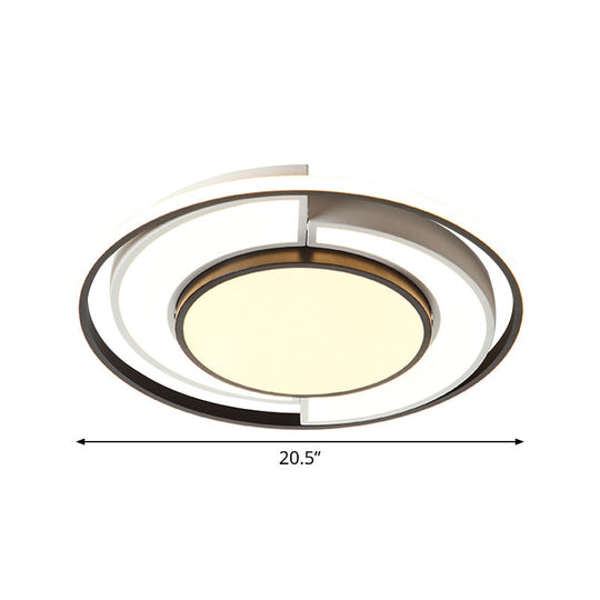 Sleek Spliced Round Thin Ceiling Lamp: Acrylic 16.5/20.5 Inches Wide Led Flush Mount Light In Black