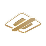 Contemporary Aluminum Square Frame Led Ceiling Lamp - Black/Gold/White 16.5/20.5 Inches Wide