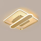 Contemporary Aluminum Square Frame Led Ceiling Lamp - Black/Gold/White 16.5/20.5 Inches Wide