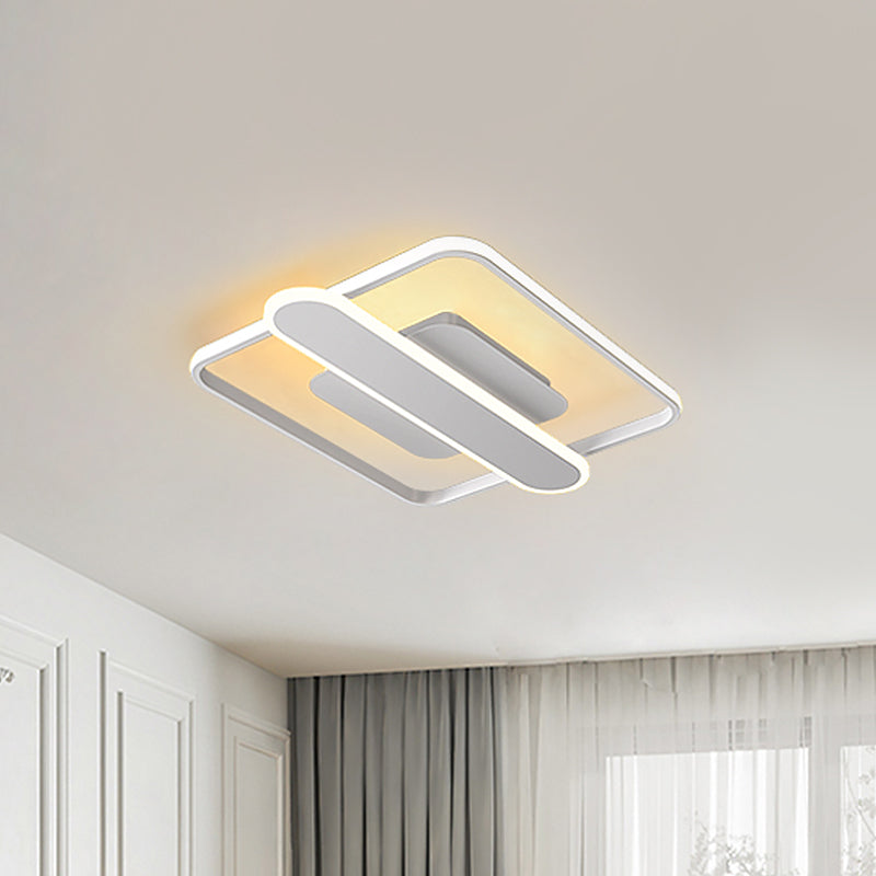 Contemporary Aluminum Square Frame Led Ceiling Lamp - Black/Gold/White 16.5/20.5 Inches Wide