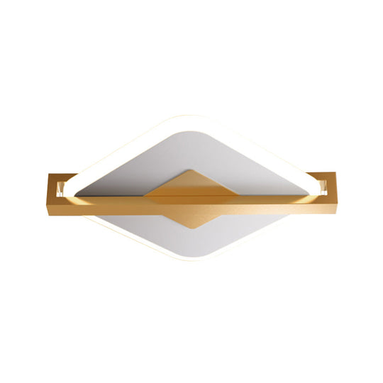 Vintage Acrylic Led Ceiling Mount Light - Black/White - Gold Rhombus Design With Frame Guard