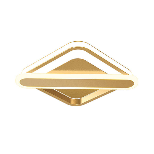 Modern Iron Rhombus - Oblong Led Foyer Ceiling Light In Black/Gold/White