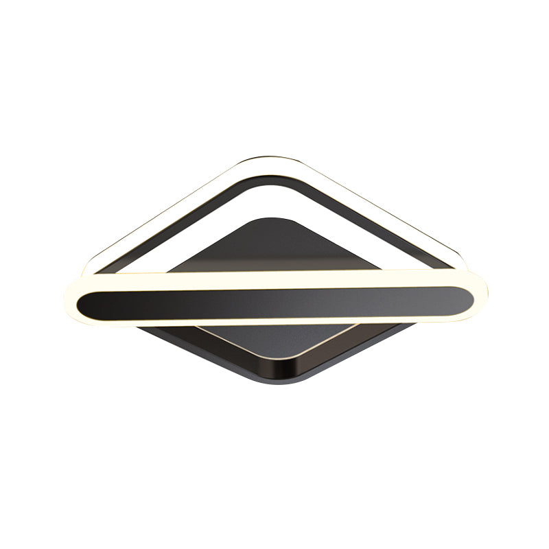 Modern Iron Rhombus - Oblong Led Foyer Ceiling Light In Black/Gold/White