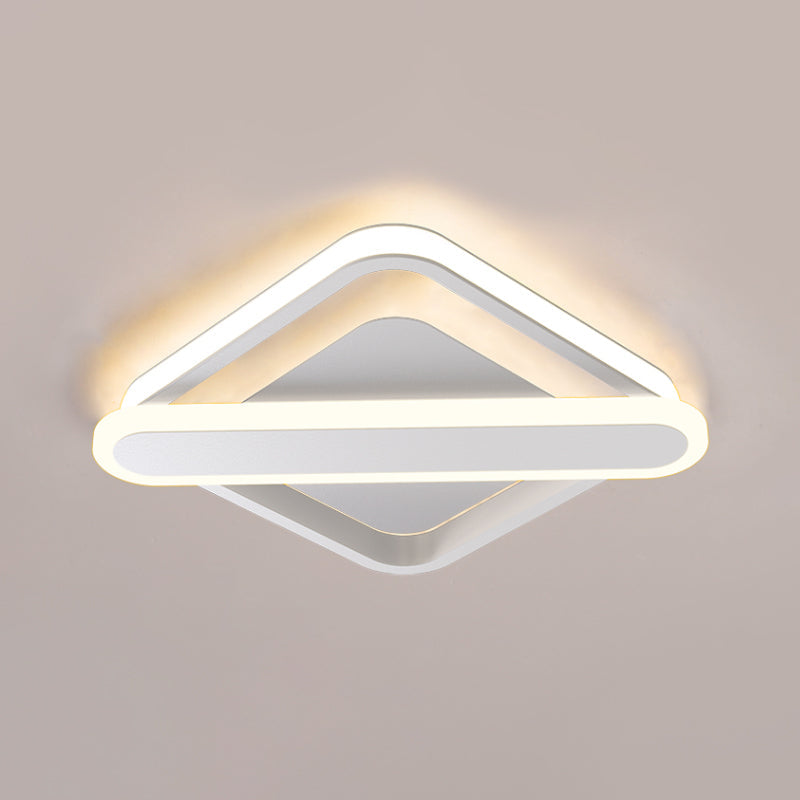Modern Iron Rhombus - Oblong Led Foyer Ceiling Light In Black/Gold/White
