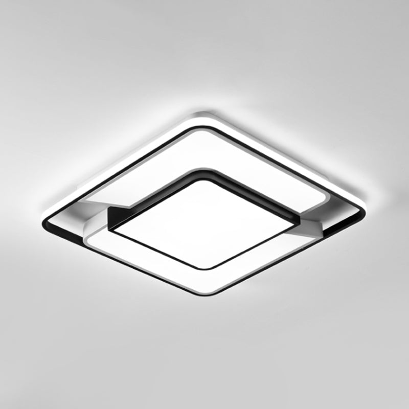 Black - White Modern Spliced Led Ceiling Lamp For Bedroom - 18’/21.5’ Wide