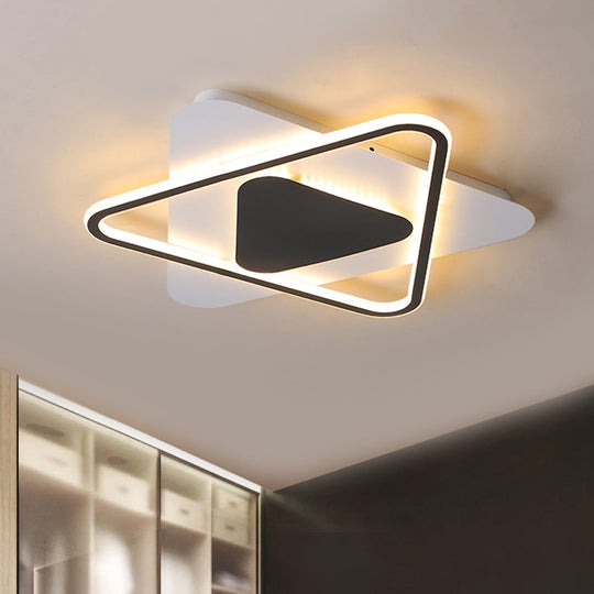 Modern Acrylic Led Ceiling Lamp In Black - White - 18’/23.5’ Wide Crossed Triangular Design