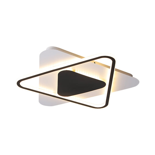 Modern Acrylic Led Ceiling Lamp In Black - White - 18’/23.5’ Wide Crossed Triangular Design