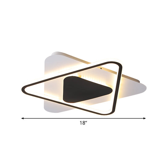 Modern Acrylic Led Ceiling Lamp In Black - White - 18’/23.5’ Wide Crossed Triangular Design