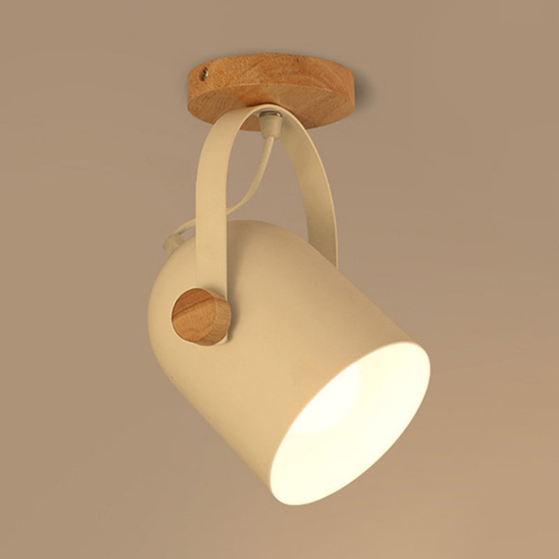 Nordic Metal 1-Light White Ceiling Fixture - Small Elongated Dome Semi Mount Lighting With