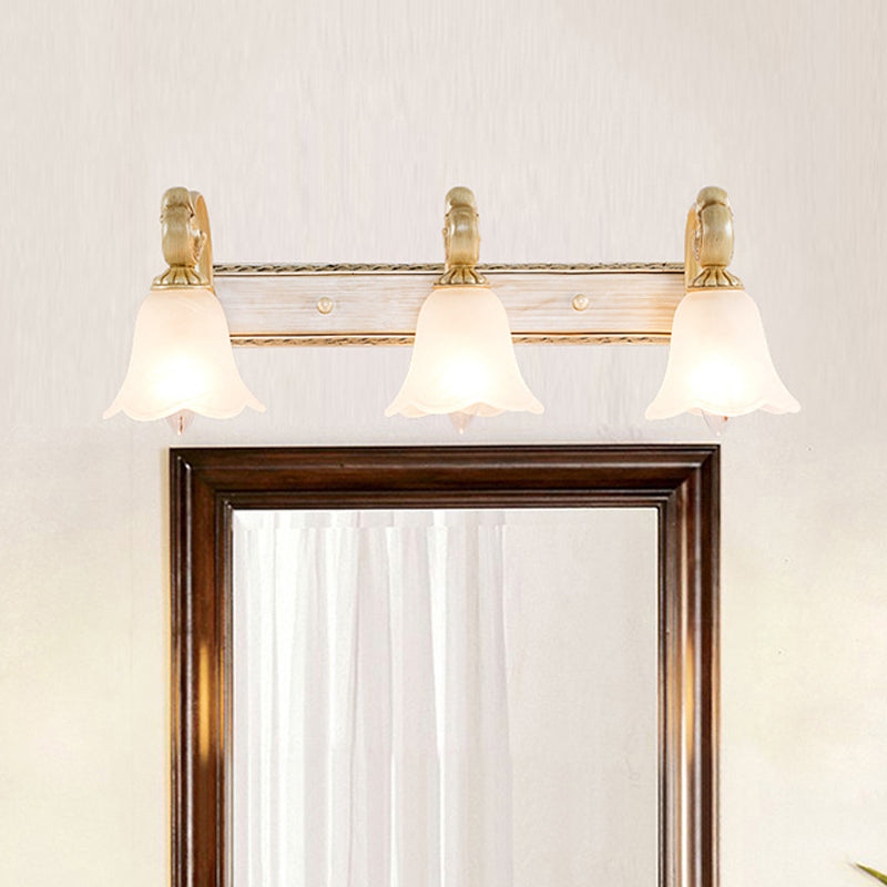 Blossom Vanity Lighting - Cream Glass Brass Wall Lamp Sconce With Curvy Arm