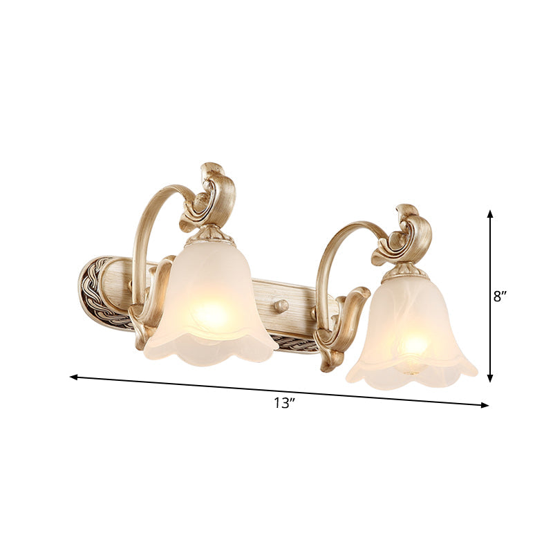 Blossom Vanity Lighting - Cream Glass Brass Wall Lamp Sconce With Curvy Arm