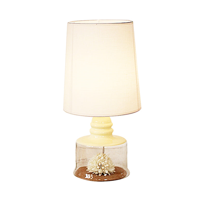 Rosaria - Pastoral Fabric Barrel Restaurant Table Lighting With Dried Flower And