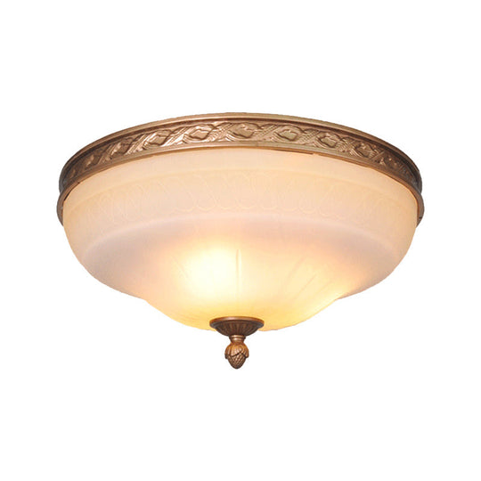 Vintage Amber Glass Ivory Ceiling Lamp - Curved Dome 14.5/16.5/20 Wide Led Flush Mount Fixture
