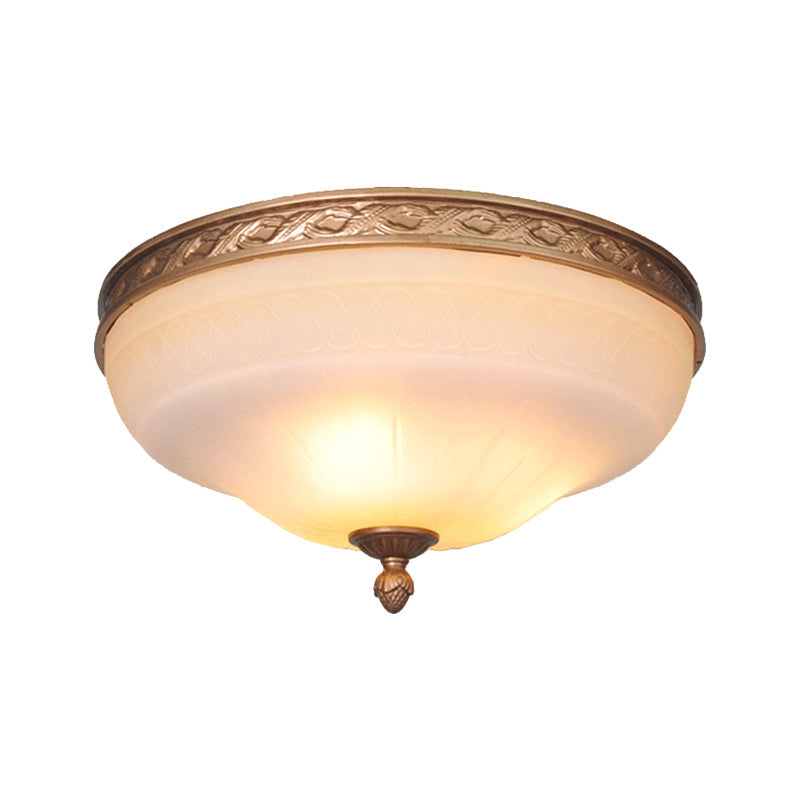 Vintage Amber Glass Ivory Ceiling Lamp - Curved Dome 14.5’/16.5’/20’ Wide Led Flush Mount Fixture
