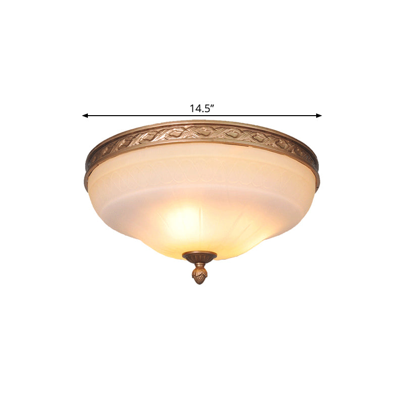 Vintage Amber Glass Ivory Ceiling Lamp - Curved Dome 14.5/16.5/20 Wide Led Flush Mount Fixture