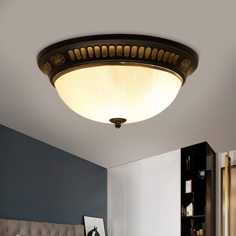 Bronze Glass Led Flush Light Fixture In Traditional Dome Shape For Ceiling 12.5/15 Width