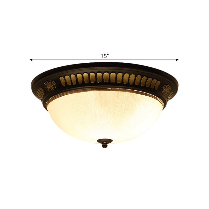 Bronze Glass Led Flush Light Fixture In Traditional Dome Shape For Ceiling 12.5/15 Width