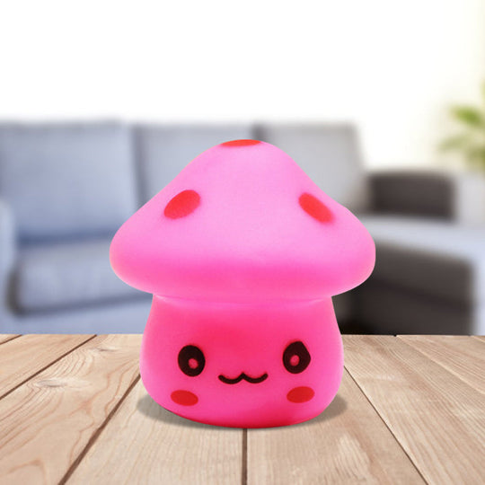Mini Mushroom Led Nightlight - Cartoon Plastic Nursery Wall Lamp In 7 Color Light Options