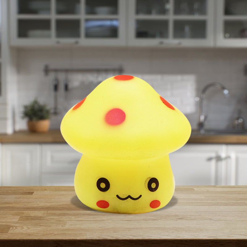 Mini Mushroom Led Nightlight - Cartoon Plastic Nursery Wall Lamp In 7 Color Light Options