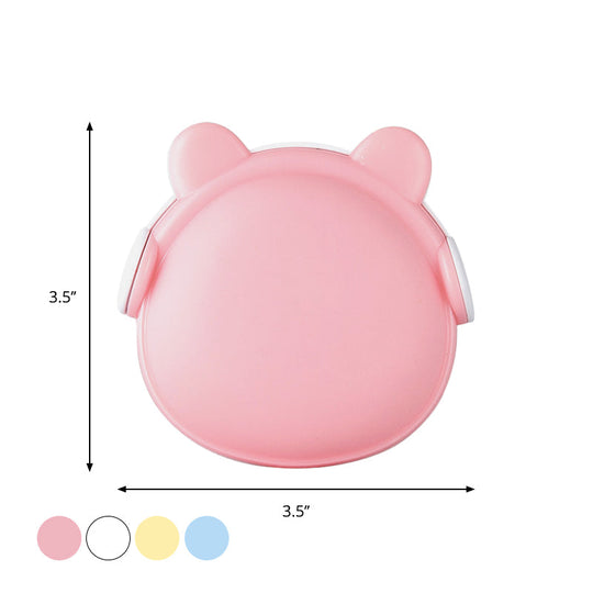 Plastic Wall Nightlight - Cartoon Bear Design With Light Sensor And Led Pink/Blue/White