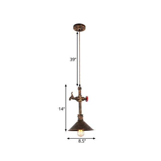 Iron Bronze Antique Pendant Light Fixture With Water Tap And Valve Design