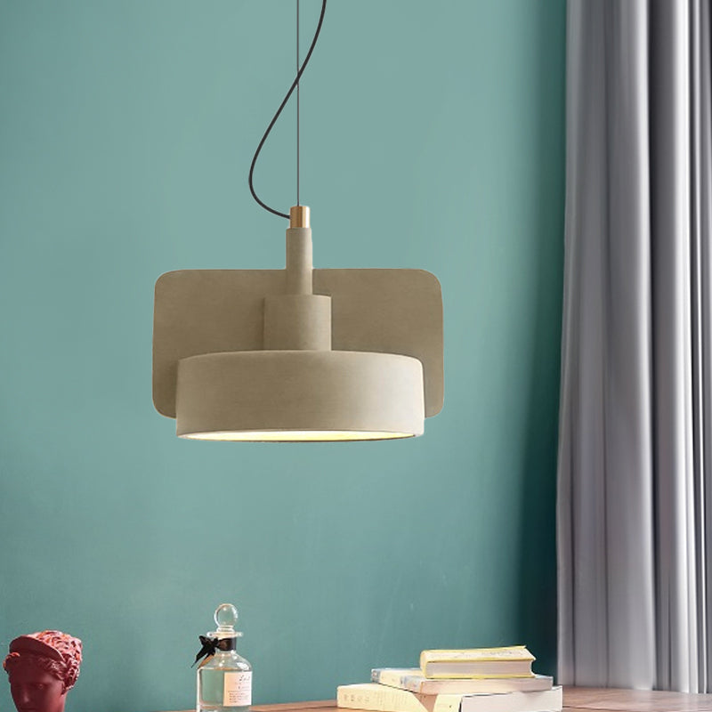 Minimalist Shallow Bowl Hanging Light With 1 Bulb - Red/Grey/Yellow Yellow