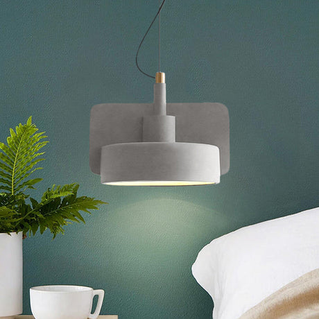 Minimalist Shallow Bowl Hanging Light With 1 Bulb - Red/Grey/Yellow Grey
