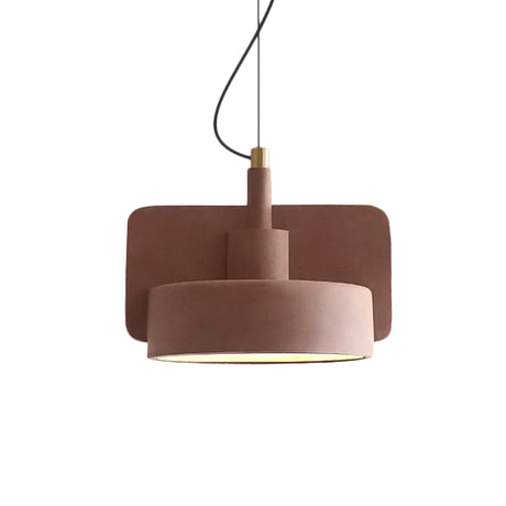 Minimalist Shallow Bowl Hanging Light With 1 Bulb - Red/Grey/Yellow
