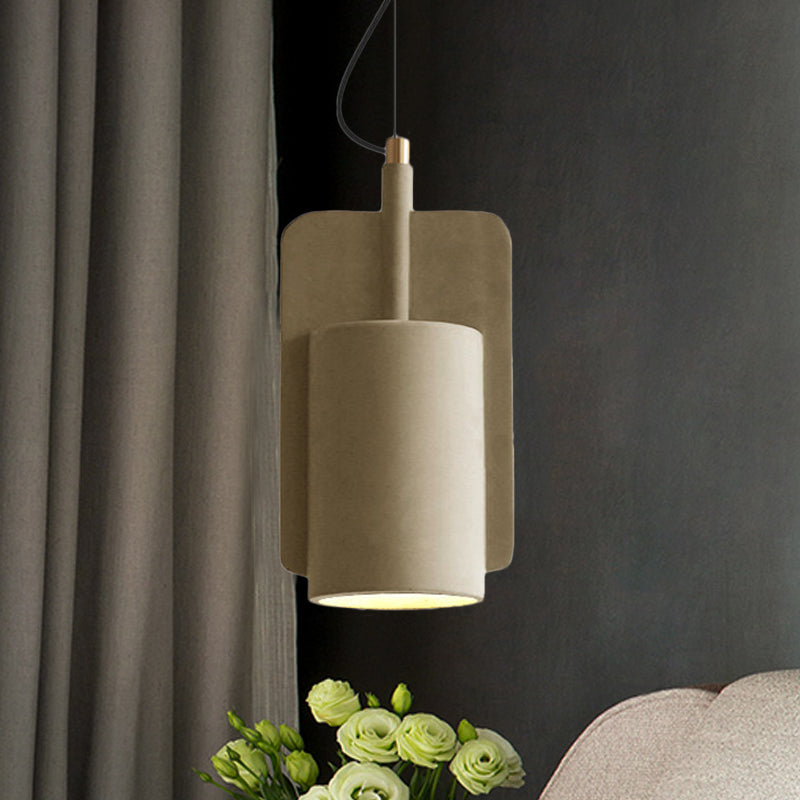 Modern Cement Drop Pendant - Factory Grey/Yellow/Red Half-Cylinder Ceiling Suspension Lamp