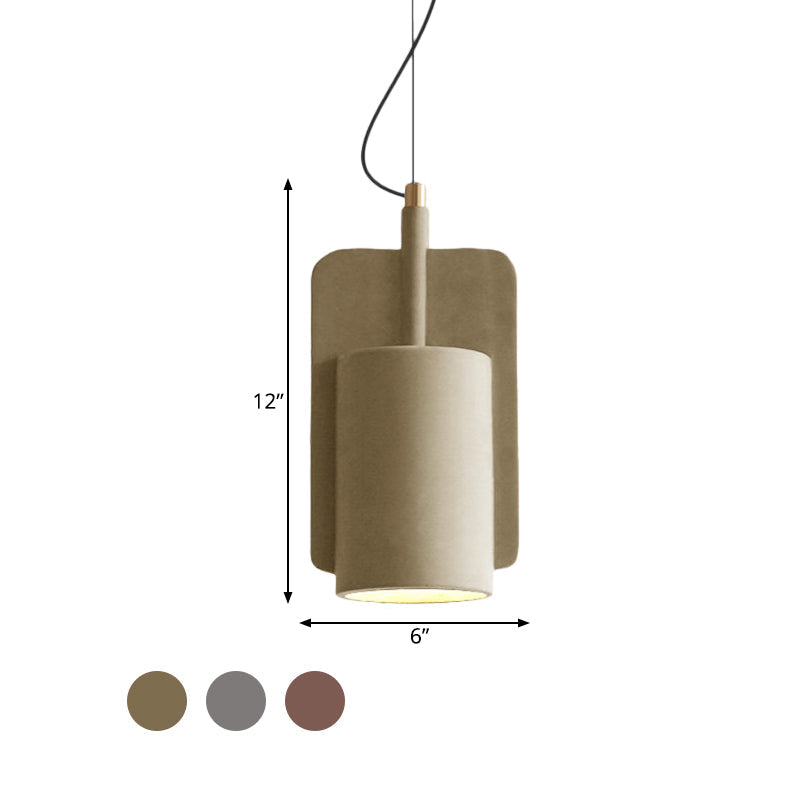 Modern Cement Drop Pendant - Factory Grey/Yellow/Red Half-Cylinder Ceiling Suspension Lamp