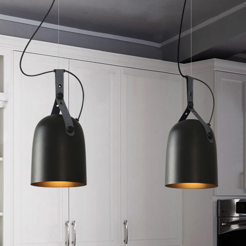 Industrial Hanging Kitchen Ceiling Lamp - Factory Iron Elongated Dome Shape 1 Head