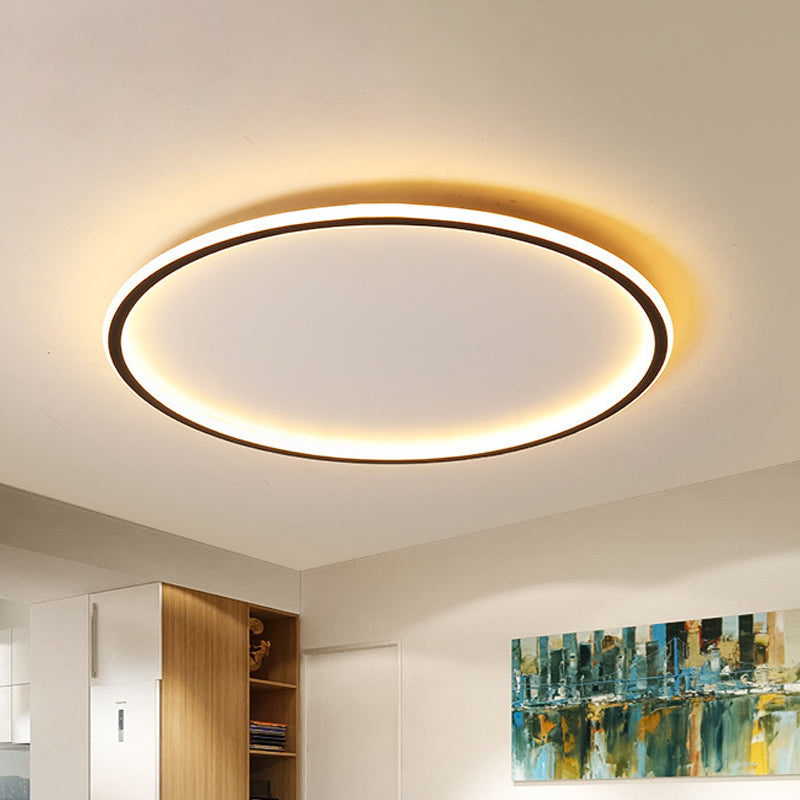 Ultrathin Flush Mount Led Ceiling Lamp In Black - Simple Acrylic Design For Living Room