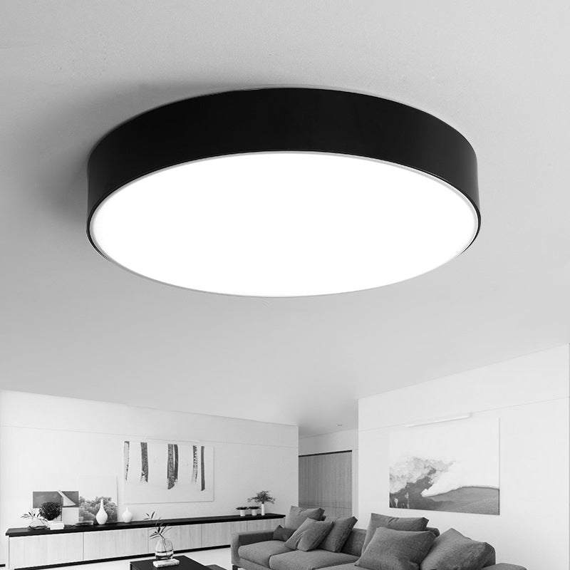 Nordic Short Drum Ceiling Flush Led Light In Black/White 16’/19.5’ Diameter Black / 16’