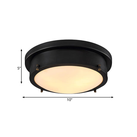 Iron Black Circle Led Flush Mount Light For Corridor - 10/14 Warm/White/3 Color Options