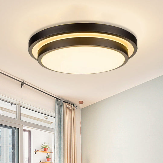 Vintage Dual - Layered Iron Led Ceiling Light In Black For Living Room - 11’/16’/19.5’ W / 11’