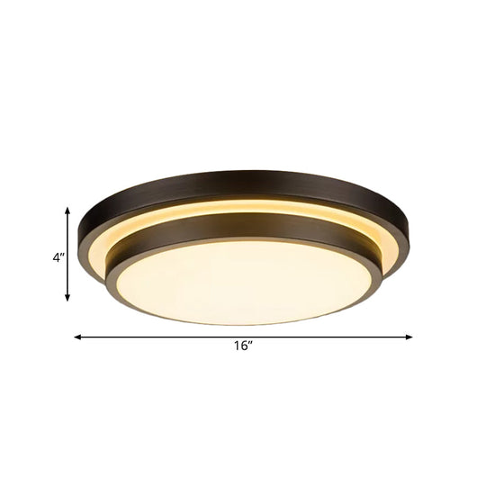 Vintage Dual - Layered Iron Led Ceiling Light In Black For Living Room - 11’/16’/19.5’ W