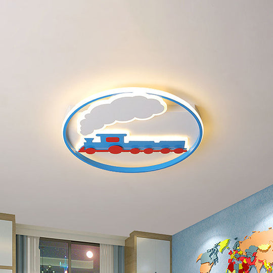 Blue Kids Flush Mount Ceiling Light | Led Acrylic Lighting For Boys Bedroom 16’/19.5’ Width