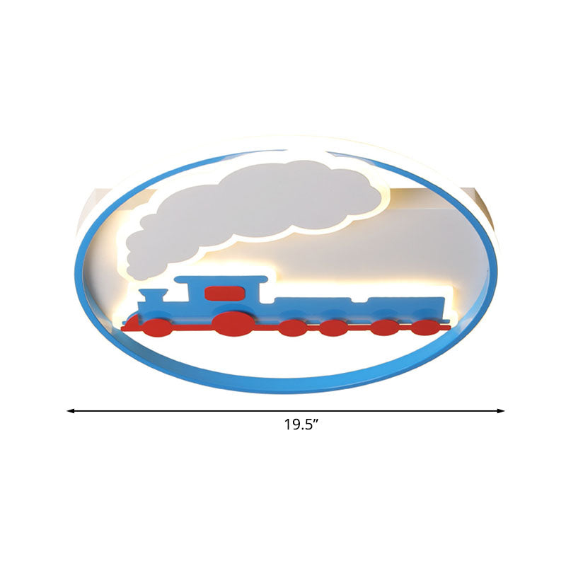 Blue Kids Flush Mount Ceiling Light | Led Acrylic Lighting For Boys Bedroom 16’/19.5’ Width