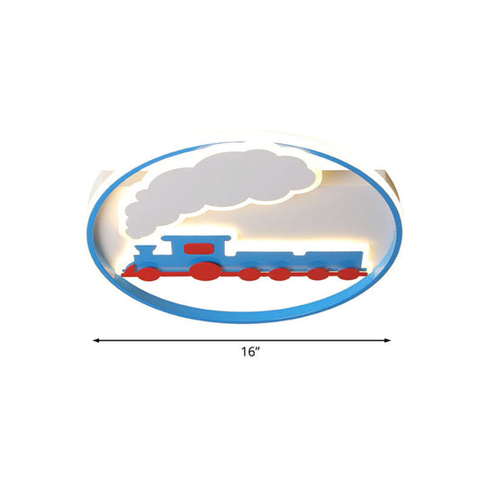 Blue Kids Flush Mount Ceiling Light | Led Acrylic Lighting For Boys Bedroom 16’/19.5’ Width