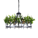 Industrial Iron Chandelier With 6 Nickel Heads - Circular Hanging Light Fixture Plant Decor