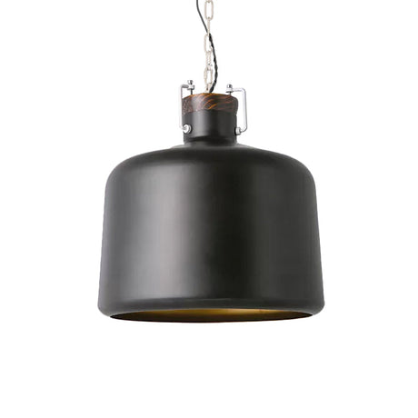 Industrial Iron Bucket Pendant Light Fixture - 1 Bulb Black/White Ceiling Lamp