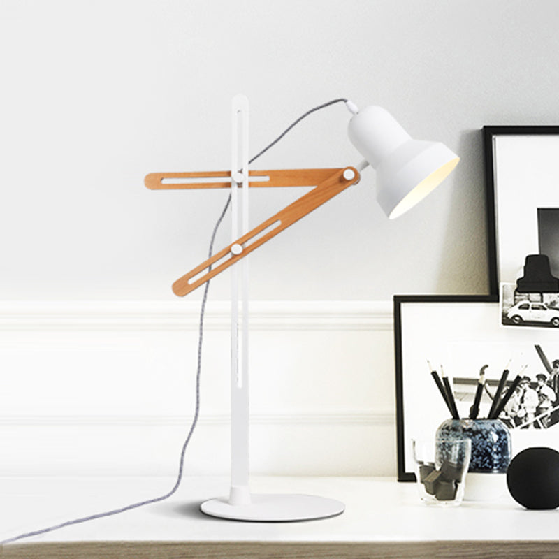 Barbara - Industrial Iron And Wooden Arm White Nightstand Light